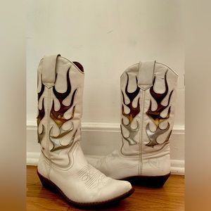 White leather cowboy boots